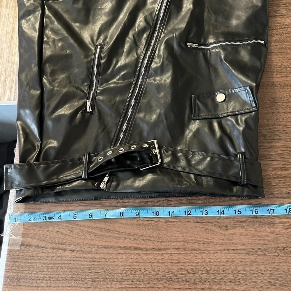 Large faux, leather Moto skirt from Shein